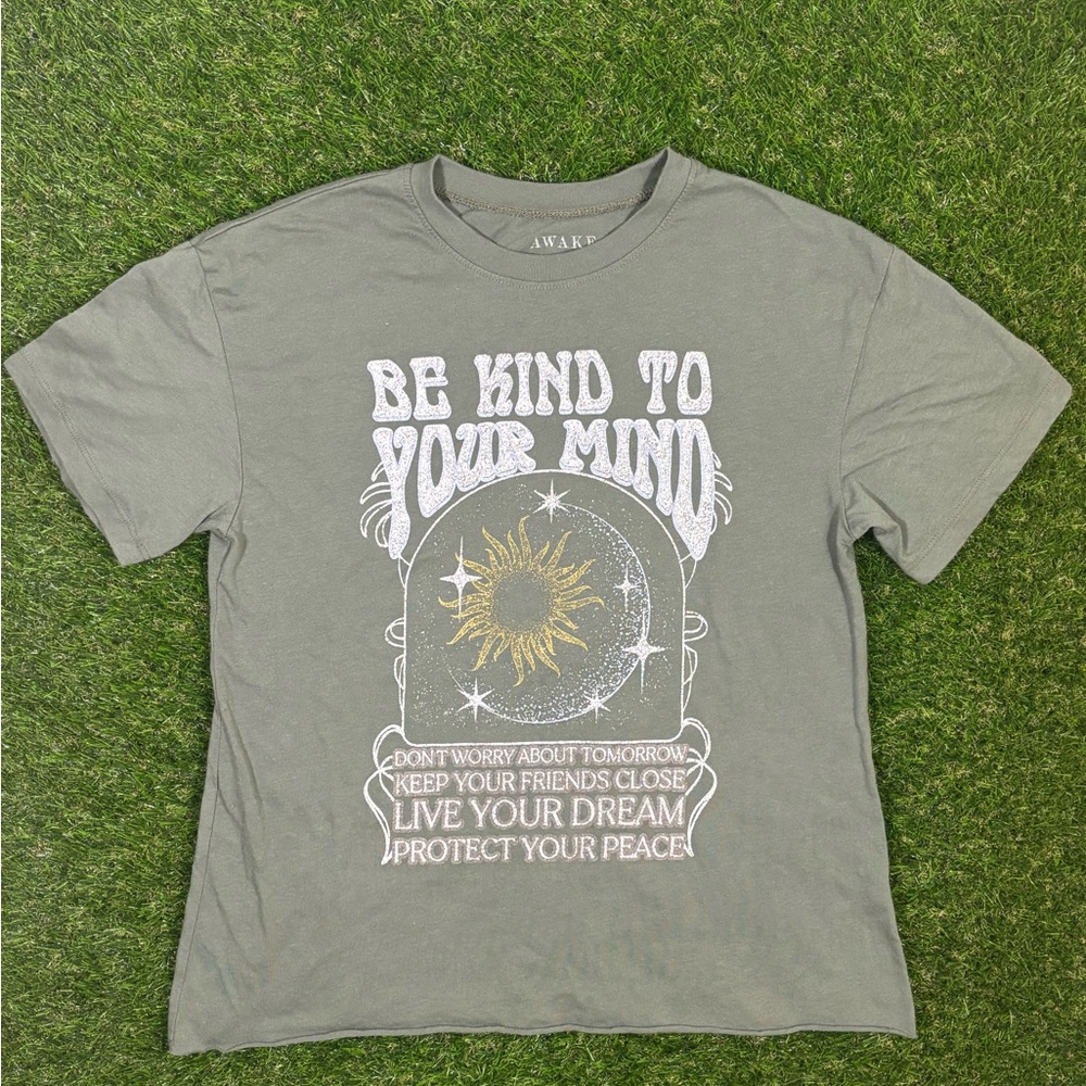 Awake Sage Green Motivational Tee
